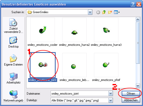 MSN um Smilie erweitern