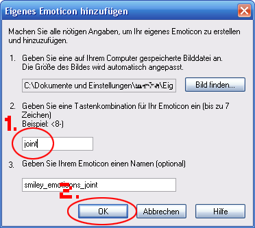 MSN um Smilie erweitern